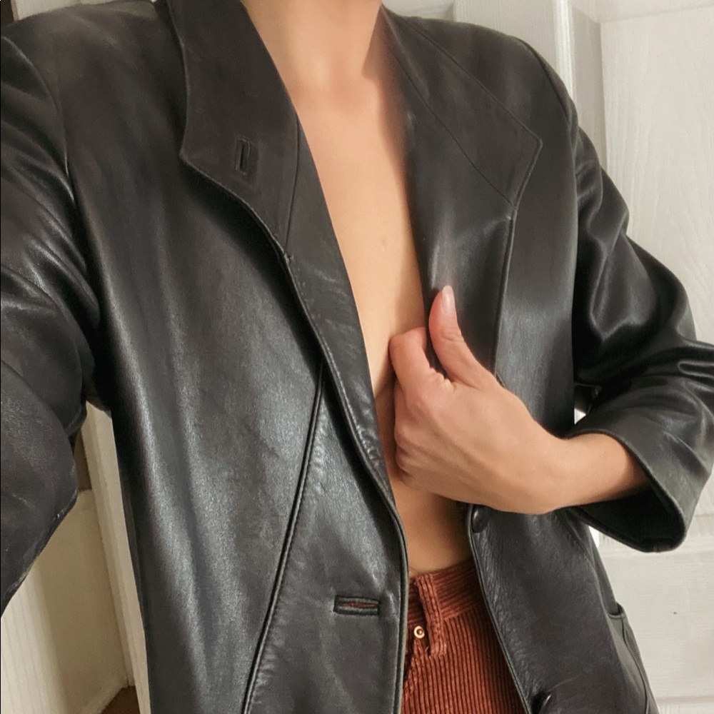 Vintage black genuine leather jacket